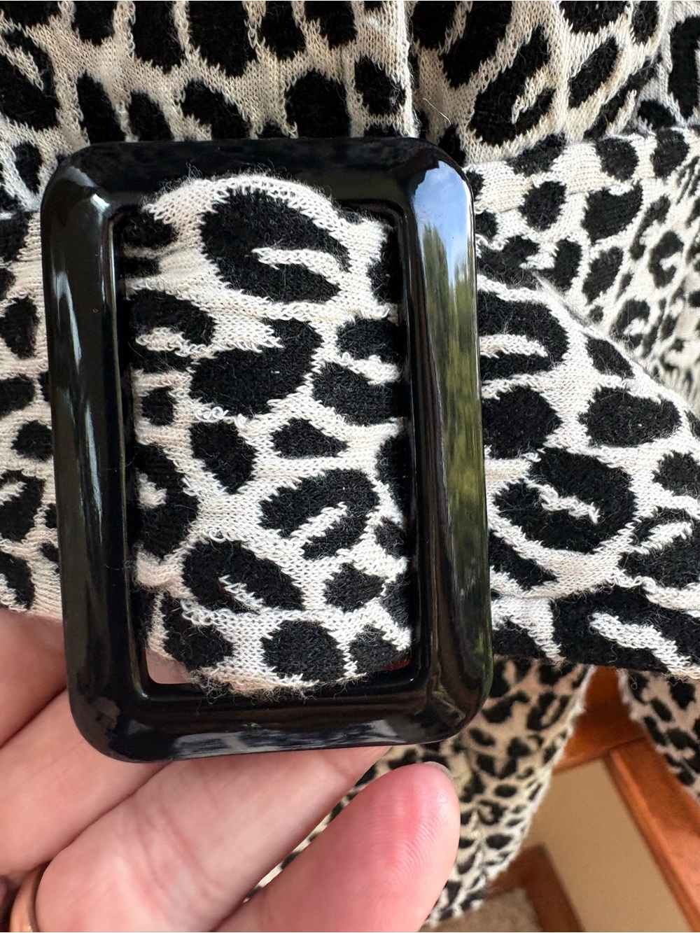 Vintage Marisa Christina Leopard Print Belted Knit Jacket Size Large Knit - Picture 6 of 11